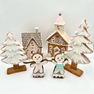 Peppermint Square Christmas Gingerbread Village Set Pink Pastel Light Up House